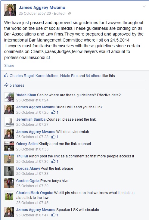 James Mwamu EALS President Facebook