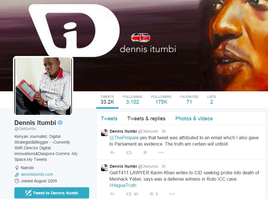 Dennis Ole Itumbi on Twitter