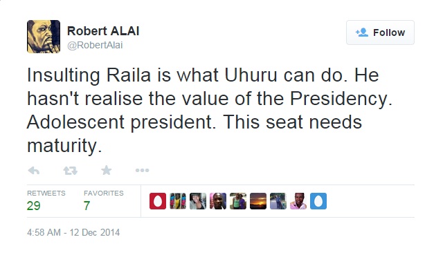 Robert Alai Uhuru Tweet