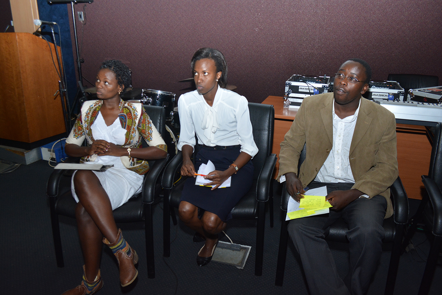 The @IPCheckin Panel. L-R: Caroline Muchiri; Lillian Makanga and Evans Mwangi